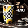 Checkerboard Sunflower Tumbler Stainless Steel Custom Car Accessories - Gearcarcover - 3