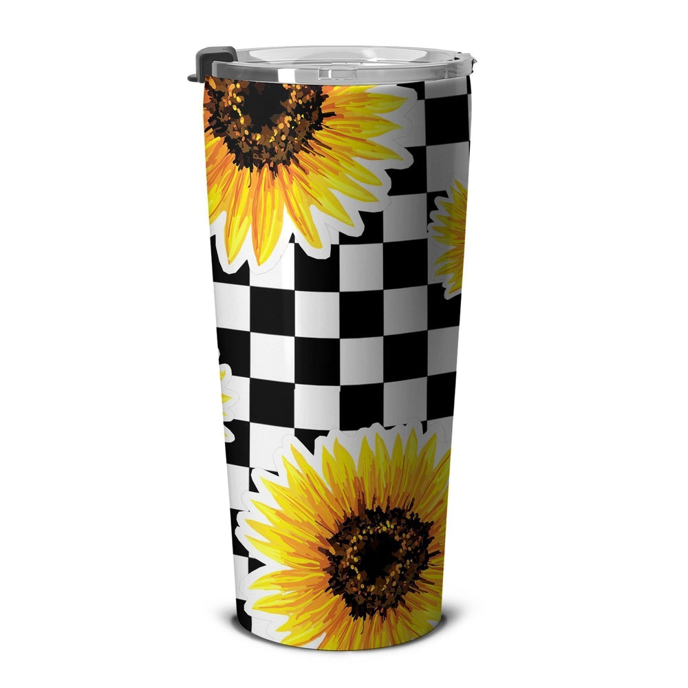 Checkerboard Sunflower Tumbler Stainless Steel Custom Car Accessories - Gearcarcover - 5