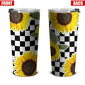 Checkerboard Sunflower Tumbler Stainless Steel Custom - Gearcarcover - 4