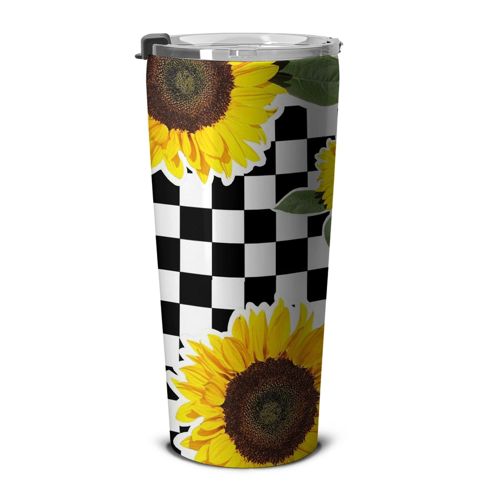 Checkerboard Sunflower Tumbler Stainless Steel Custom - Gearcarcover - 5