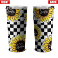 Checkerboard Sunflower Tumbler Stainless Steel Custom You Are My Sunshine - Gearcarcover - 4