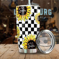 Checkerboard Sunflower Tumbler Stainless Steel Custom You Are My Sunshine - Gearcarcover - 1