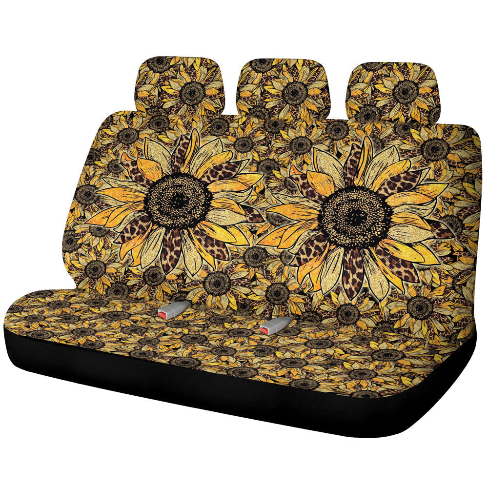 Cheetah Leopard Sunflower Car Back Seat Cover Custom Car Decoration - Gearcarcover - 1
