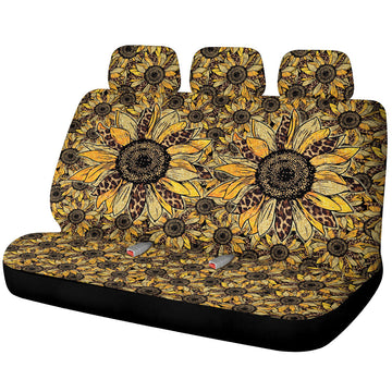 Cheetah Leopard Sunflower Car Back Seat Cover Custom Car Decoration - Gearcarcover - 1