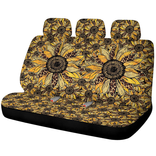 Cheetah Leopard Sunflower Car Back Seat Cover Custom Car Decoration - Gearcarcover - 1