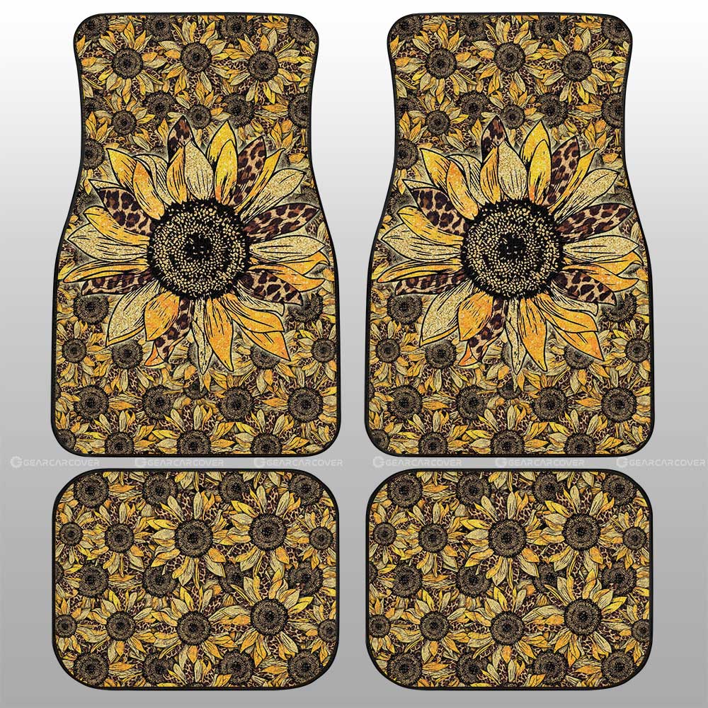Cheetah Leopard Sunflower Car Floor Mats Custom Car Decoration - Gearcarcover - 2