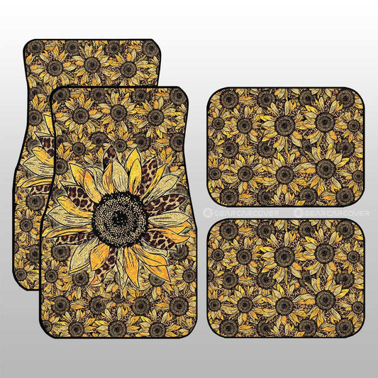 Cheetah Leopard Sunflower Car Floor Mats Custom Car Decoration - Gearcarcover - 1