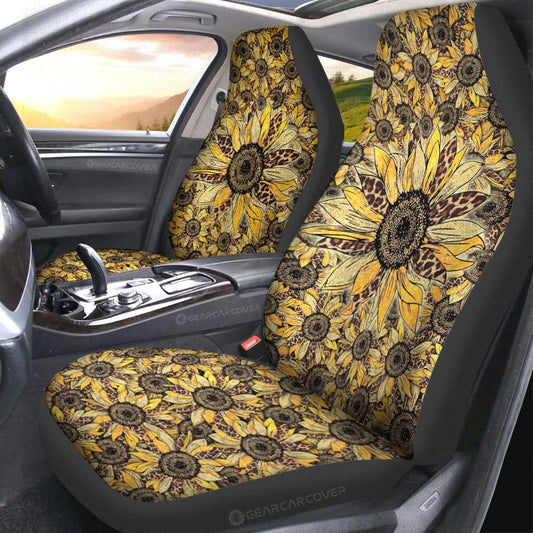 Cheetah Leopard Sunflower Car Seat Covers Custom Car Decoration - Gearcarcover - 2