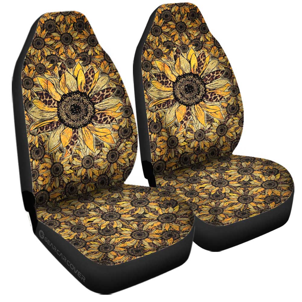 Cheetah Leopard Sunflower Car Seat Covers Custom Car Decoration - Gearcarcover - 3