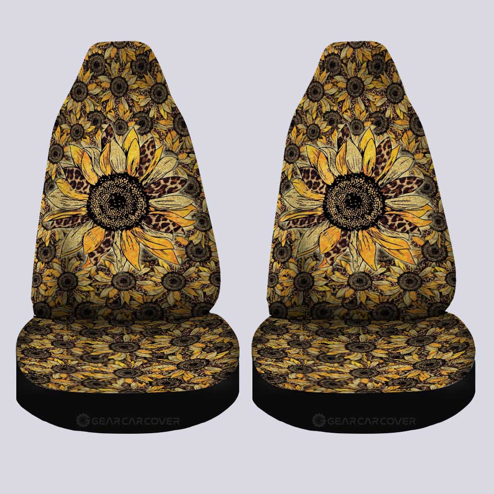 Cheetah Leopard Sunflower Car Seat Covers Custom Car Decoration - Gearcarcover - 4