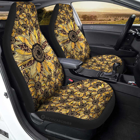 Cheetah Leopard Sunflower Car Seat Covers Custom Car Decoration - Gearcarcover - 1
