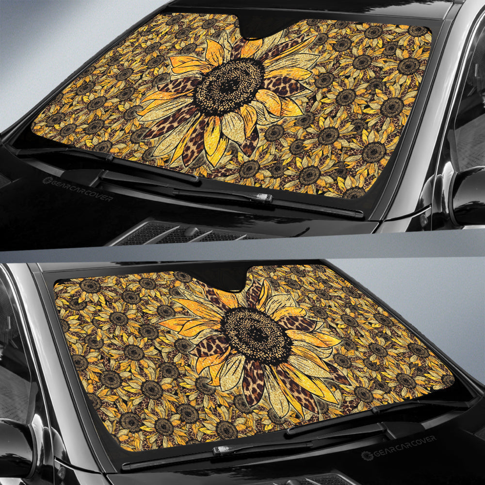 Cheetah Leopard Sunflower Car Sunshade Custom Car Decoration - Gearcarcover - 2