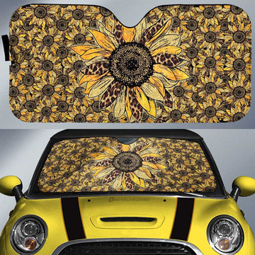 Cheetah Leopard Sunflower Car Sunshade Custom Car Decoration - Gearcarcover - 1