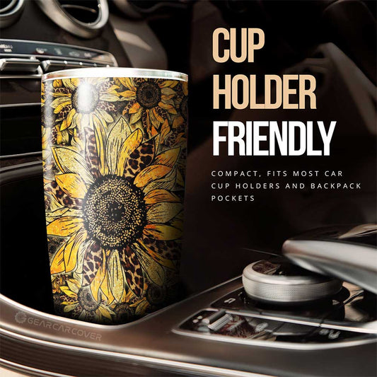Cheetah Leopard Sunflower Tumbler Cup Custom Car Decoration - Gearcarcover - 2