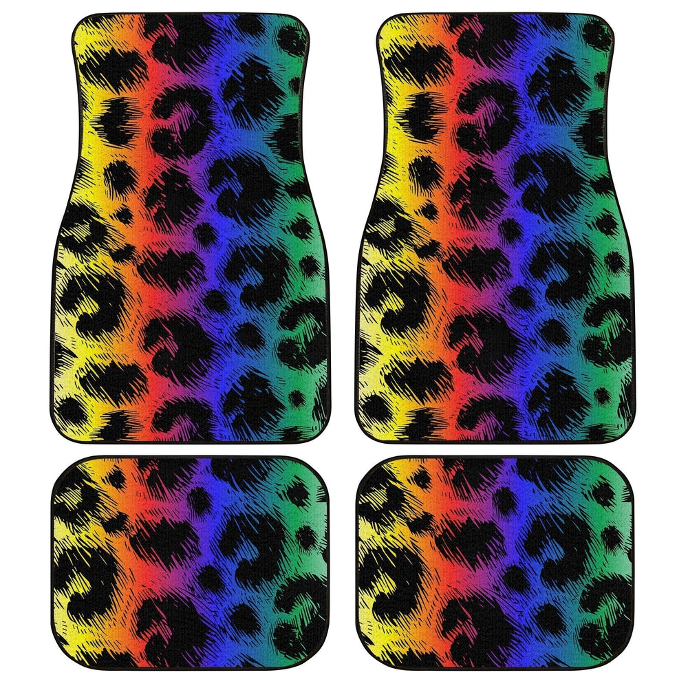 Cheetah Print Car Floor Mats Custom Rainbow Color Car Accessories - Gearcarcover - 1