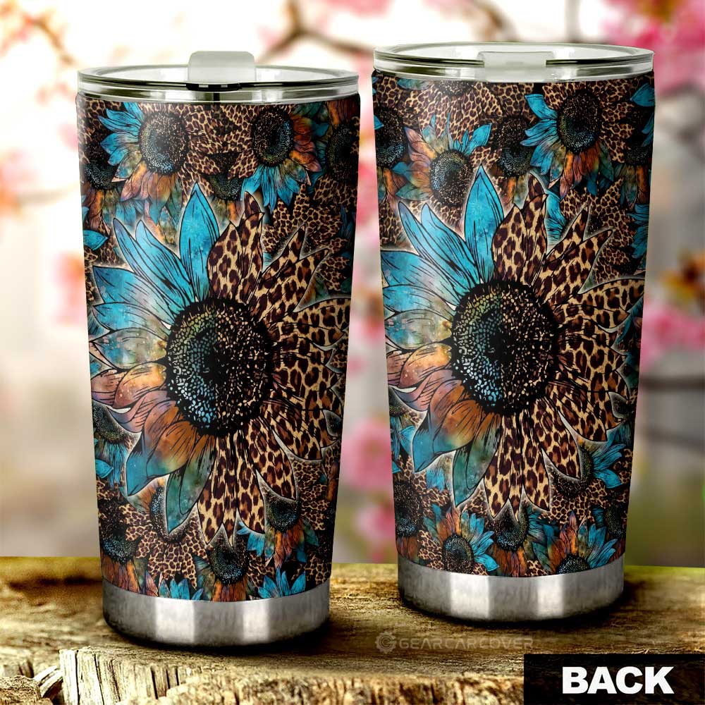 Cheetah Sunflower Tumbler Cup Custom Car Accessories - Gearcarcover - 3