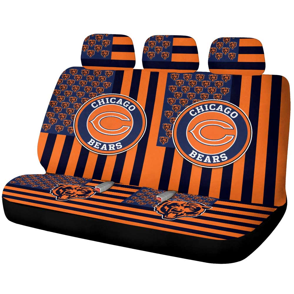 Chicago Bears Car Back Seat Cover Custom US Flag Style - Gearcarcover - 1