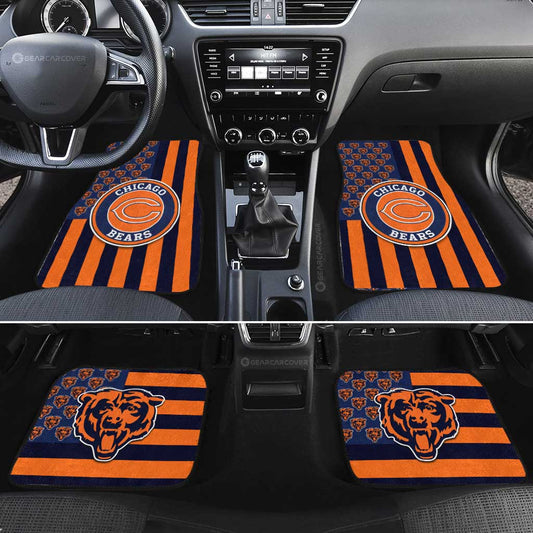 Chicago Bears Car Floor Mats Custom US Flag Style - Gearcarcover - 2