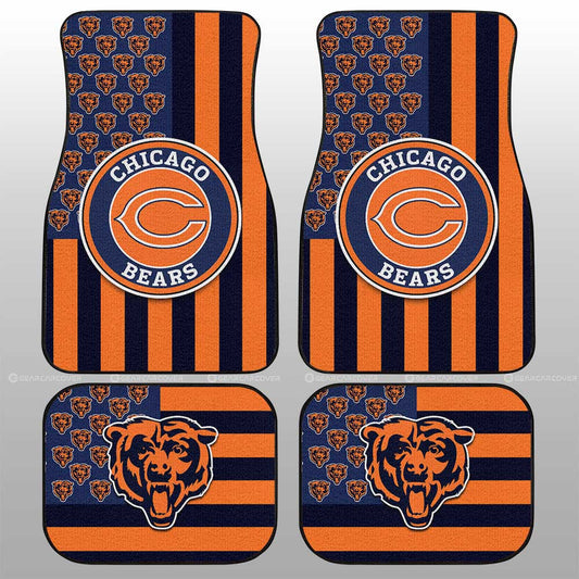 Chicago Bears Car Floor Mats Custom US Flag Style - Gearcarcover - 1