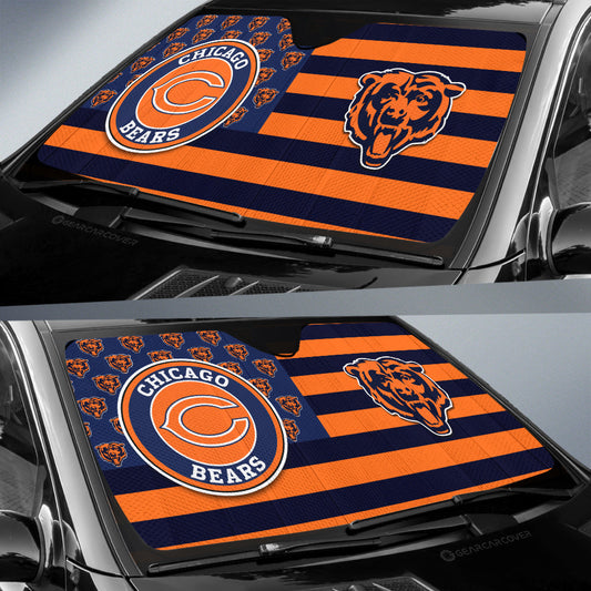 Chicago Bears Car Sunshade Custom US Flag Style - Gearcarcover - 2