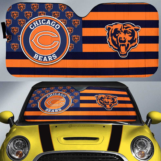 Chicago Bears Car Sunshade Custom US Flag Style - Gearcarcover - 1