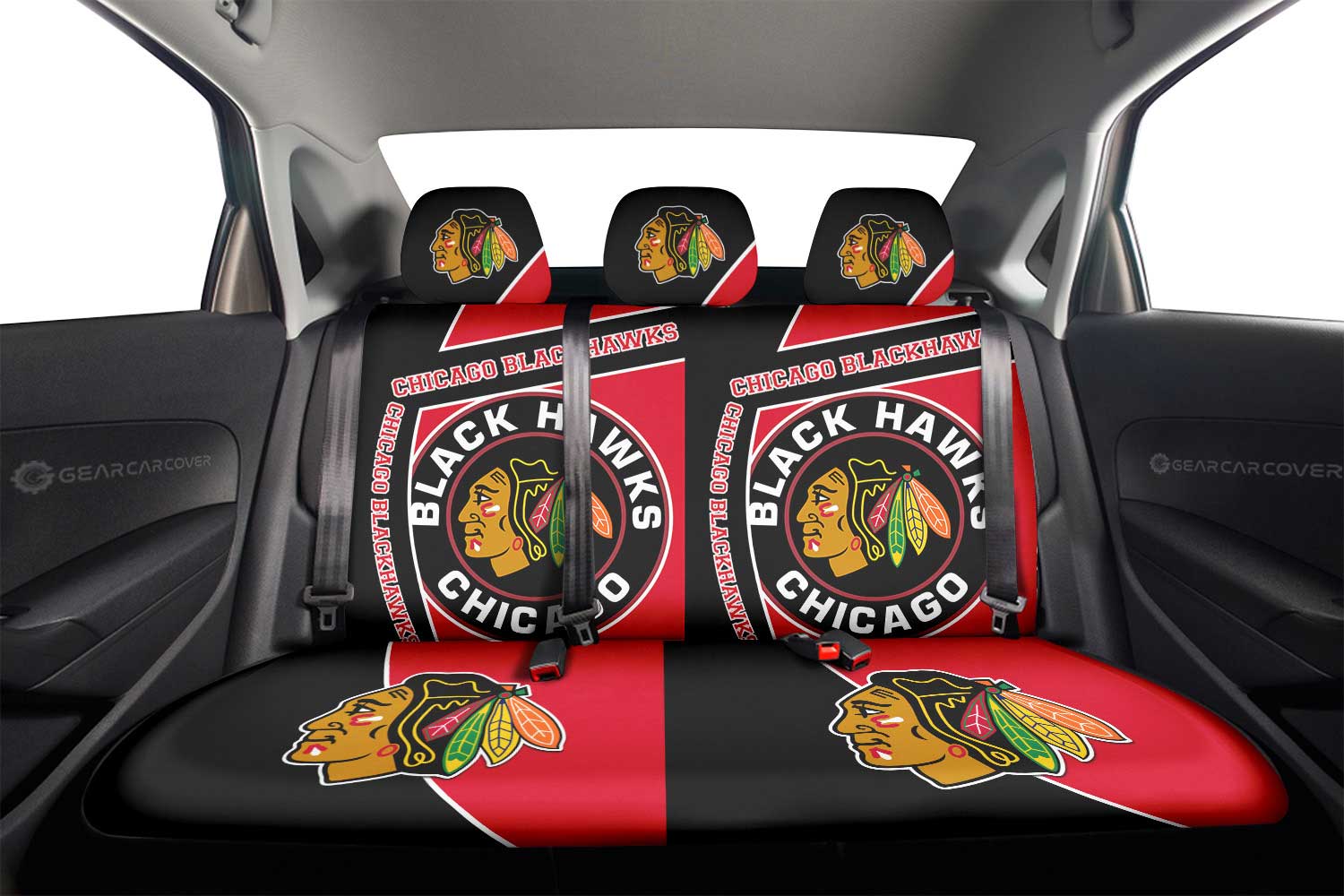 Chicago Blackhawks Car Back Seat Cover Custom Car Accessories For Fans - Gearcarcover - 2