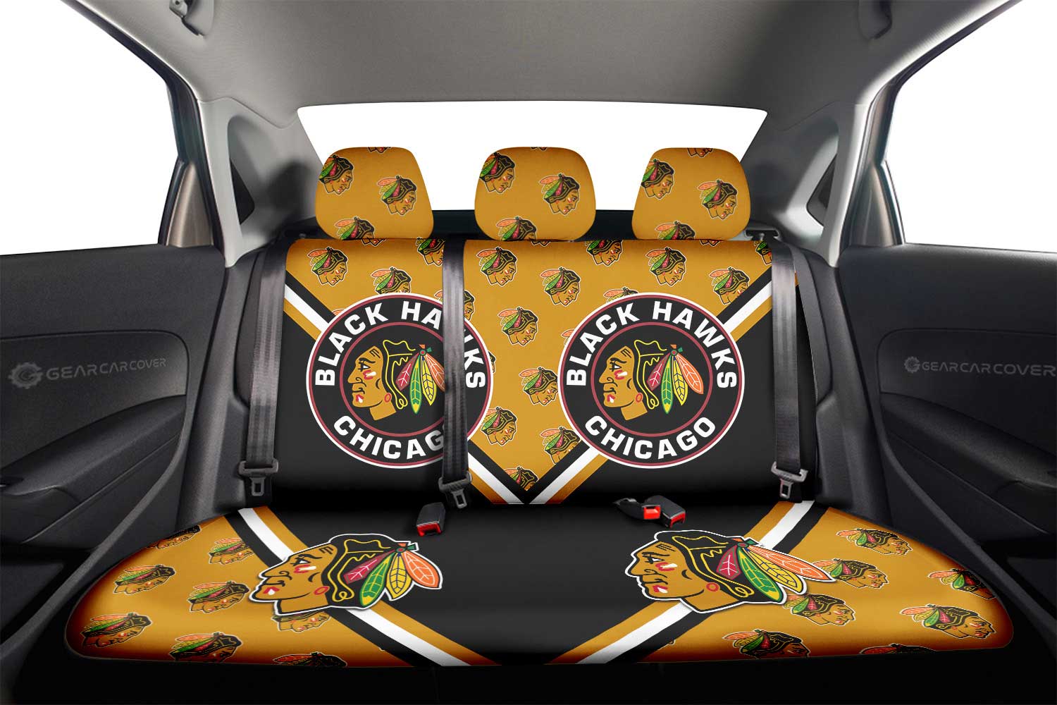 Chicago Blackhawks Car Back Seat Cover Custom Car Accessories For Fans - Gearcarcover - 2