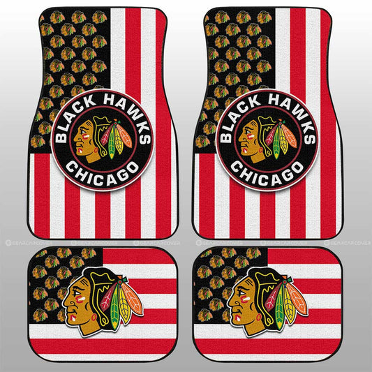 Chicago Blackhawks Car Floor Mats Custom US Flag Style - Gearcarcover - 1