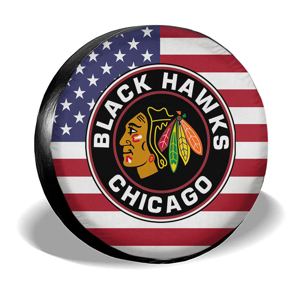 Chicago Blackhawks Spare Tire Covers Custom US Flag Style - Gearcarcover - 3