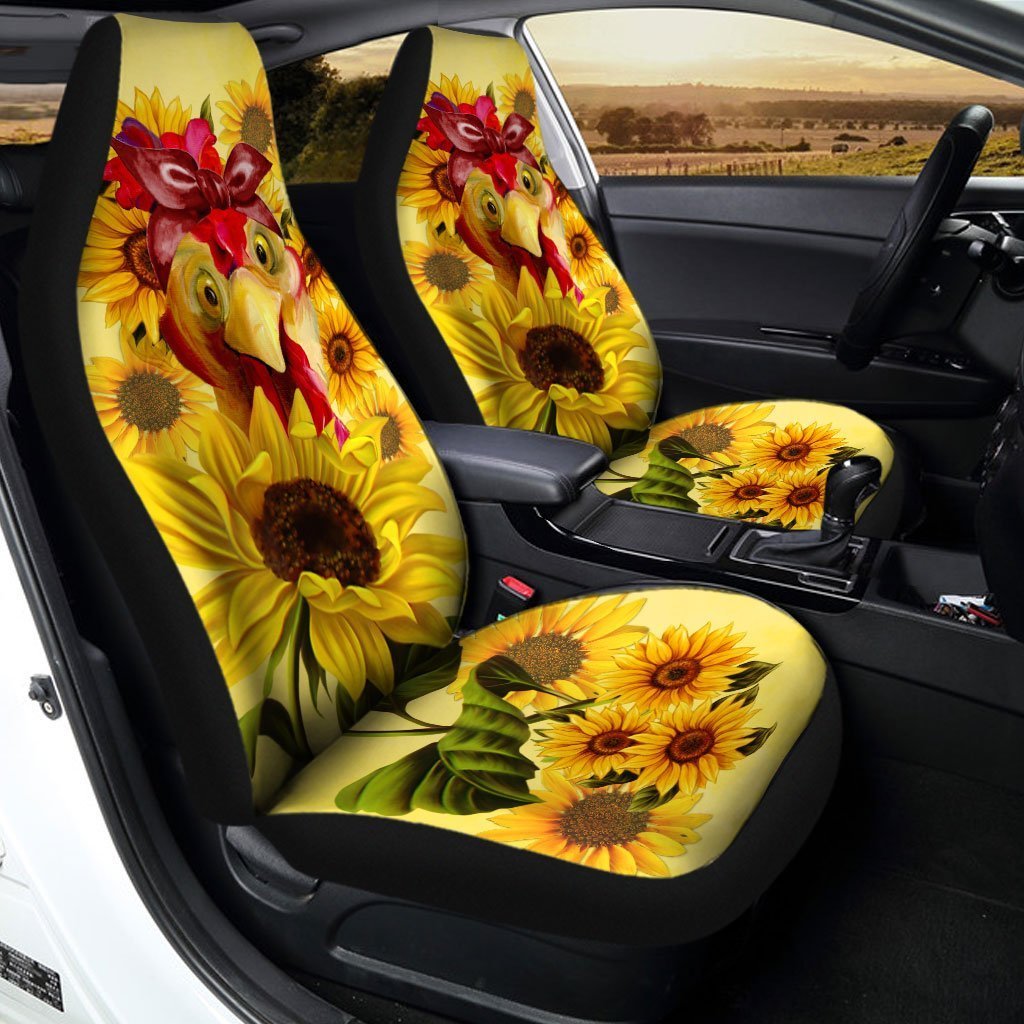 Chicken Sunflower Custom Car Seat Covers Animal Farm Car Accessories - Gearcarcover - 2