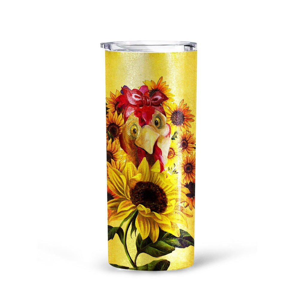 Chicken Sunflower Custom Tall Tumbler Cup Custom Accessories - Gearcarcover - 3
