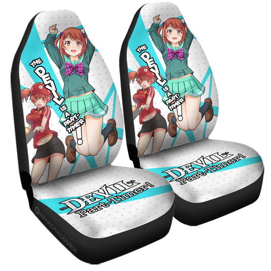 Chiho Sasaki Car Seat Covers Custom The Devil Is a Part Timer Anime Car Accessories - Gearcarcover - 1