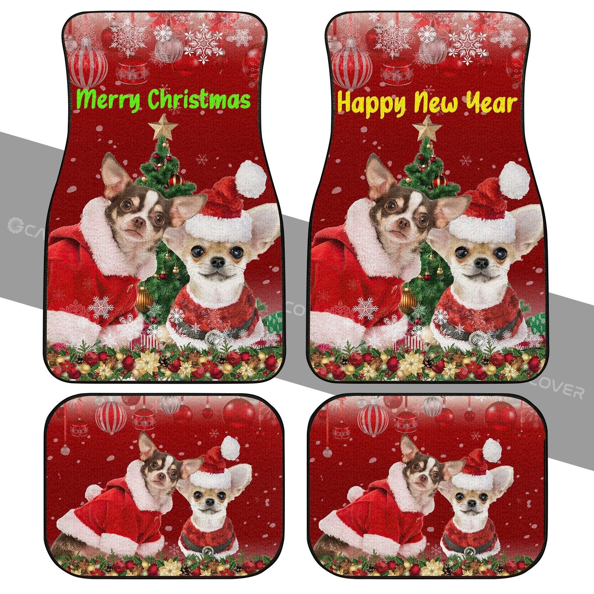 Chihuahuas Christmas Car Floor Mats Custom Car Accessories For Dog Lovers - Gearcarcover - 2