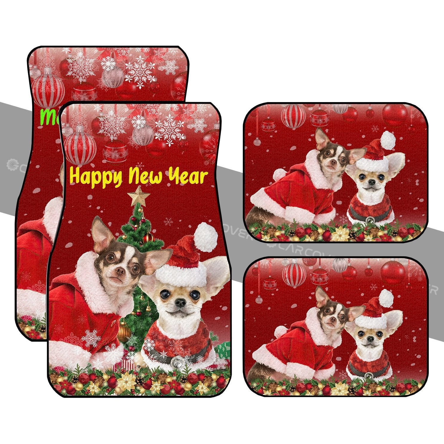 Chihuahuas Christmas Car Floor Mats Custom Car Accessories For Dog Lovers - Gearcarcover - 1