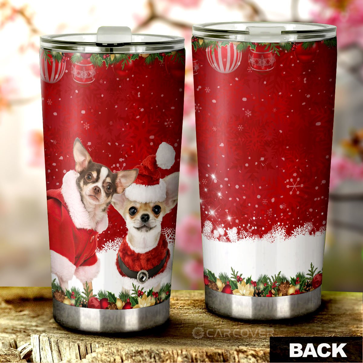 Chihuahuas Christmas Tumbler Cup Custom Car Accessories For Dog Lovers - Gearcarcover - 4