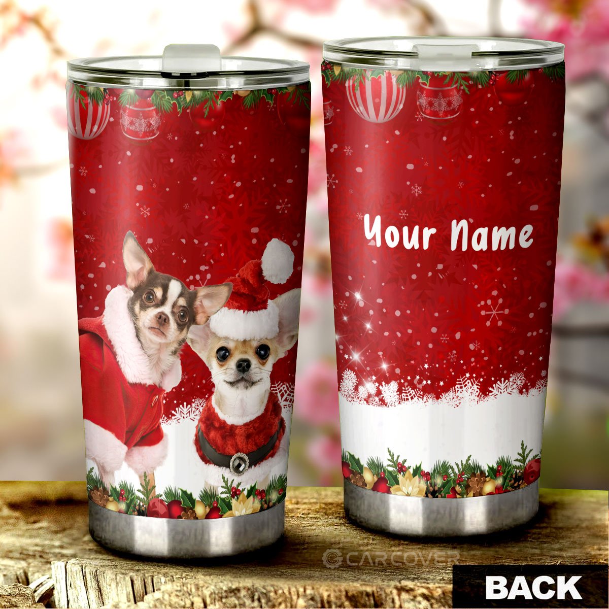 Chihuahuas Christmas Tumbler Cup Custom Car Accessories For Dog Lovers - Gearcarcover - 1