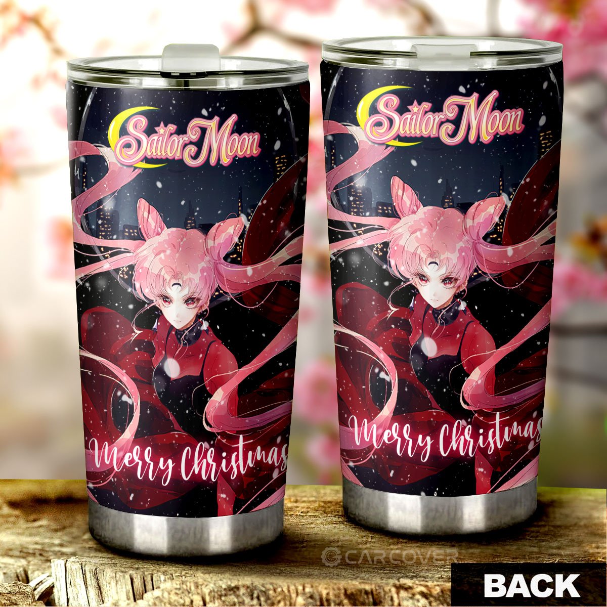 Christmas Black Lady Tumbler Cup Custom Anime Sailor Moon Car Accessories - Gearcarcover - 3