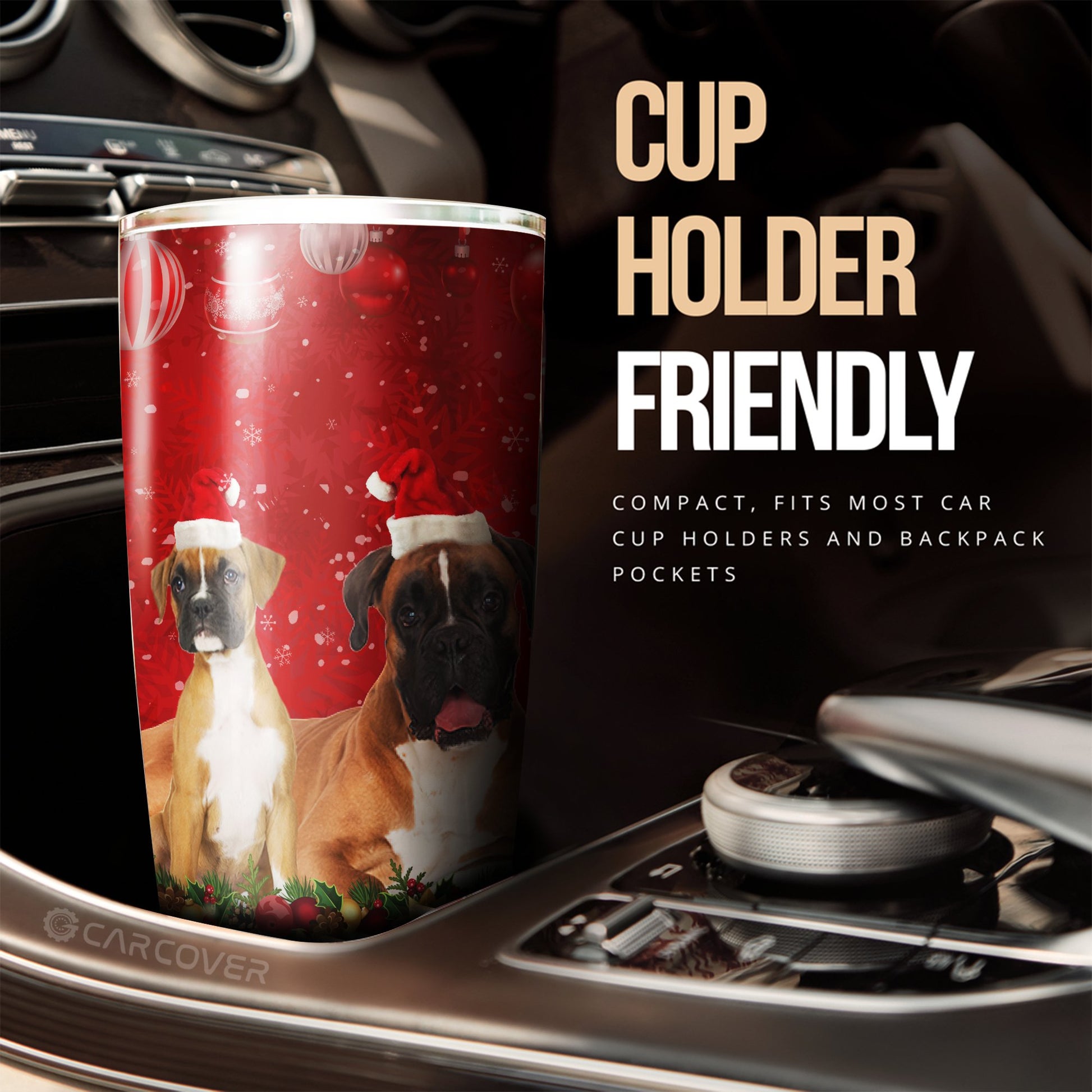 Christmas Boxers Dog Tumbler Cup Custom Car Accessories - Gearcarcover - 3