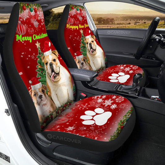 Christmas Bulldogs Car Seat Covers Custom Car Interior Accessories For Dog Lovers - Gearcarcover - 1