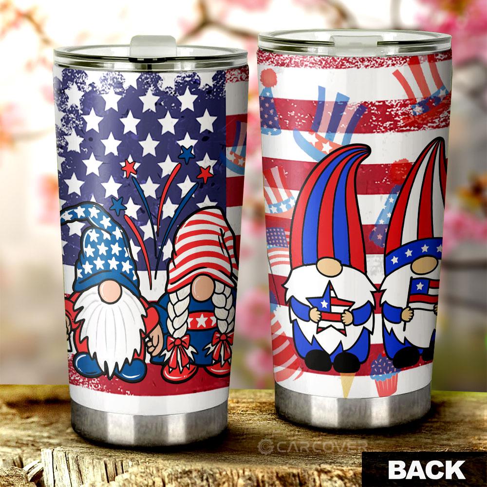 Christmas Gnome Tumbler Cup Custom US Flag Car Interior Accessories - Gearcarcover - 3