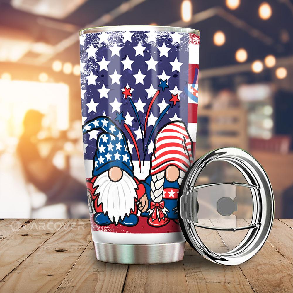 Christmas Gnome Tumbler Cup Custom US Flag Car Interior Accessories - Gearcarcover - 1