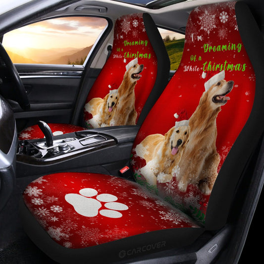 Christmas Golden Retrievers Car Seat Covers Custom Dog Car Interior Accessories - Gearcarcover - 2
