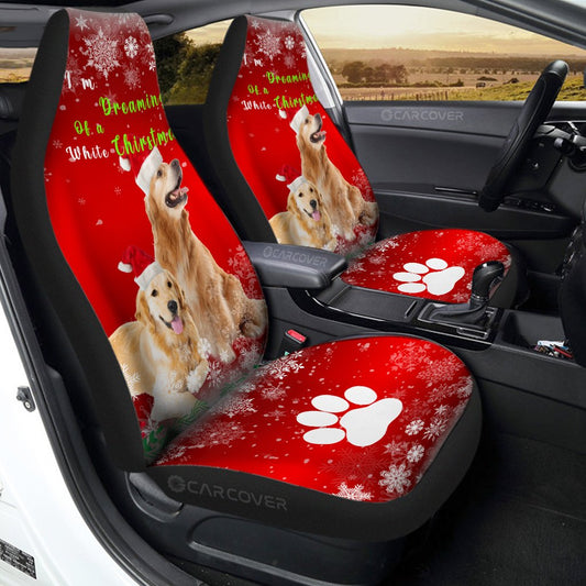 Christmas Golden Retrievers Car Seat Covers Custom Dog Car Interior Accessories - Gearcarcover - 1