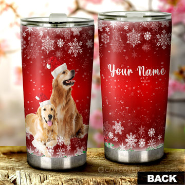 Christmas Golden Retrievers Tumbler Cup Custom Dog Car Interior Accessories - Gearcarcover - 1