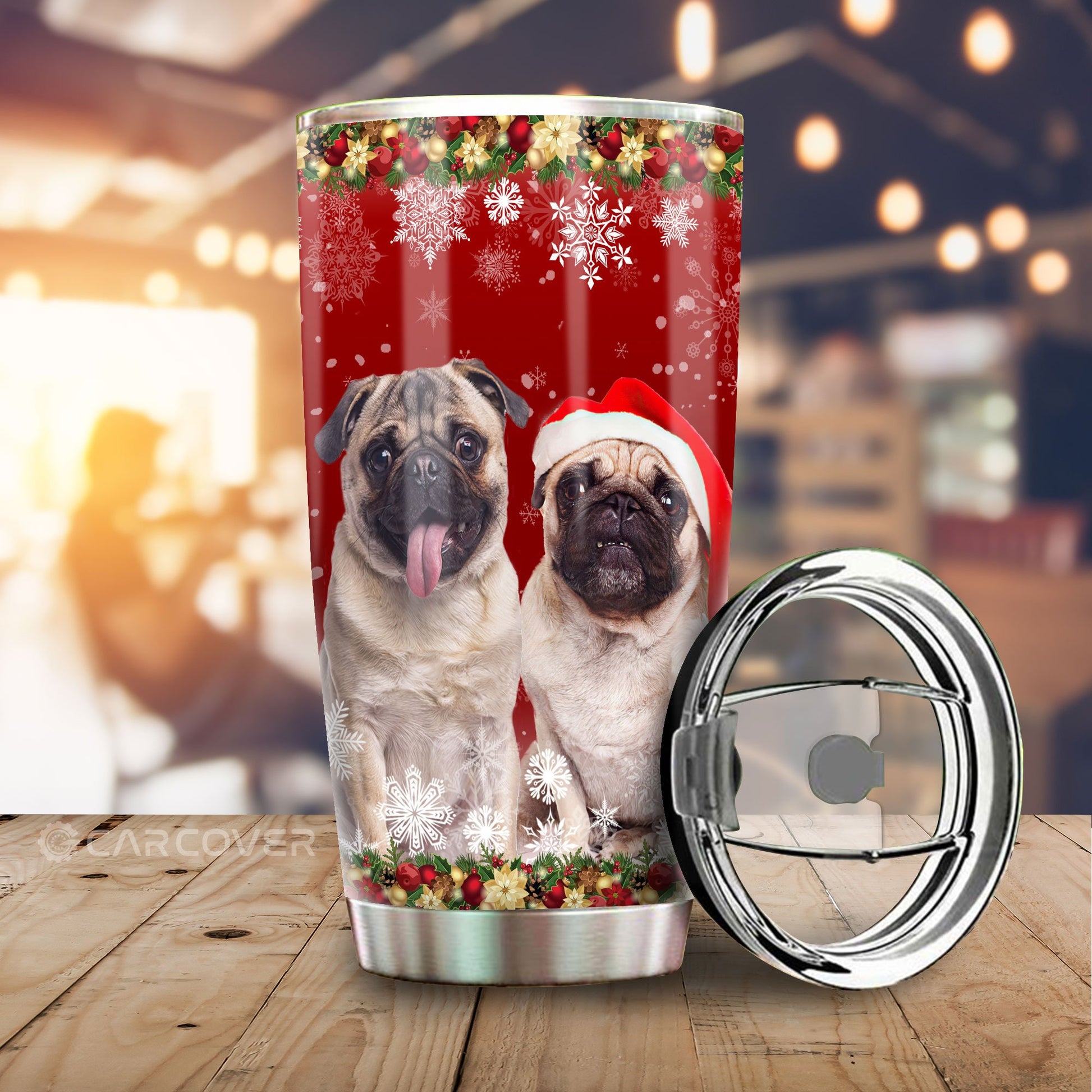 Christmas Pugs Tumbler Cup Custom Car Interior Accessories - Gearcarcover - 2
