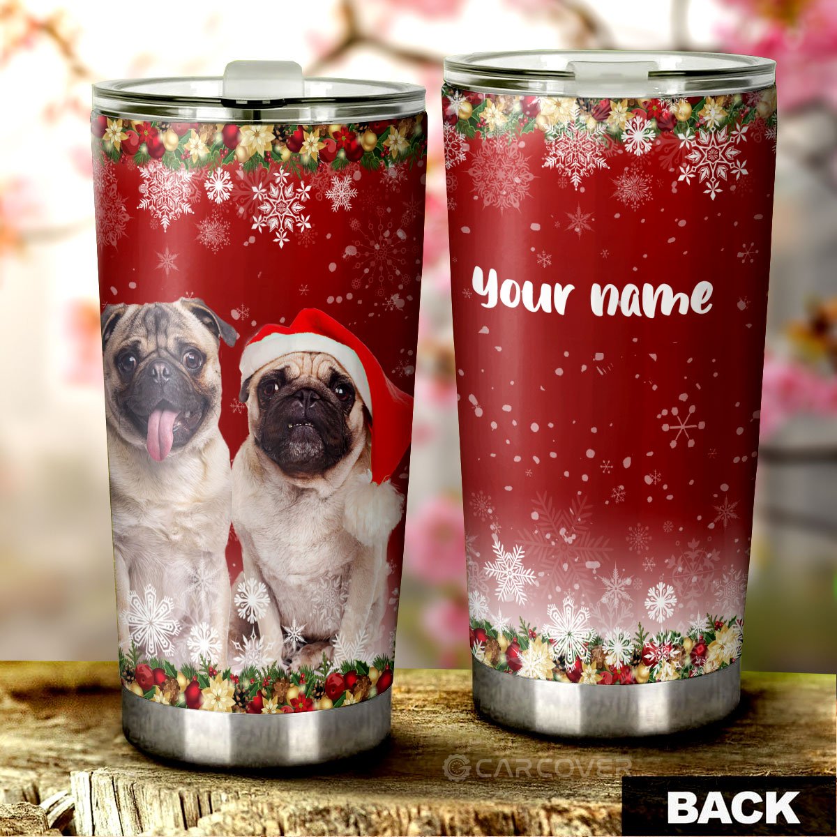 Christmas Pugs Tumbler Cup Custom Car Interior Accessories - Gearcarcover - 1