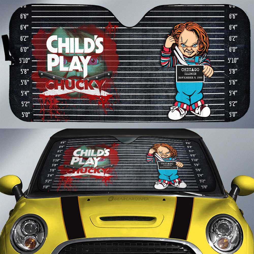 Chucky In The Child's Play Series Car Sunshade Custom Horror Characters Car Interior Accessories - Gearcarcover - 1