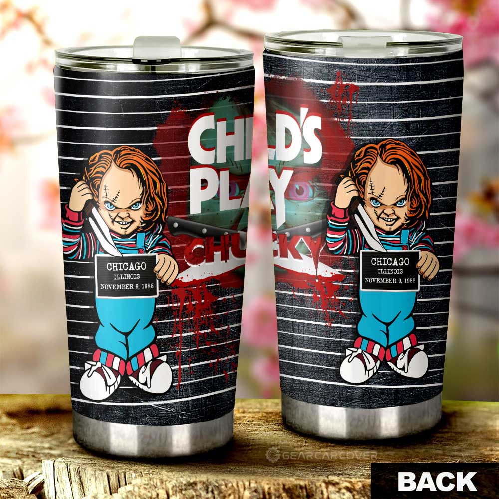 Chucky In The Child's Play Series Tumbler Cup Custom Horror Characters Car Interior Accessories - Gearcarcover - 3