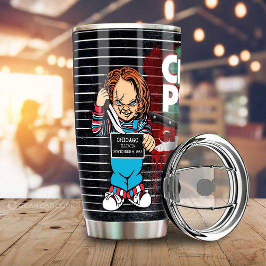 Chucky In The Child's Play Series Tumbler Cup Custom Horror Characters Car Interior Accessories - Gearcarcover - 1