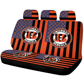 Cincinnati Bengals Car Back Seat Cover Custom US Flag Style - Gearcarcover - 1